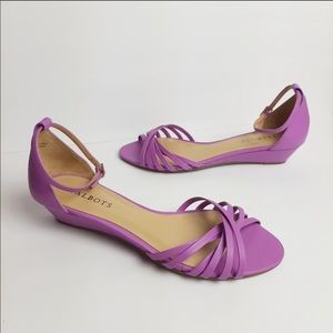 Talbots Leather Strappy Sandal Wedge Heel Purple 8